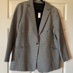NWT Talbots Houndstooth Plaid Blazer in Blue, Black, & Cream, size 16